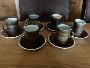 Cinque Ports Pottery Monastery Rye 6 Coffee Cups / Saucers - can split set