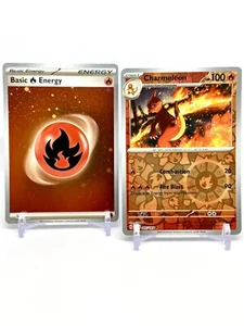 Pokemon 151 Charmeleon 005/165 Reverse Holo + Fire Energy Holo NM/M- US SELLER - Picture 1 of 3