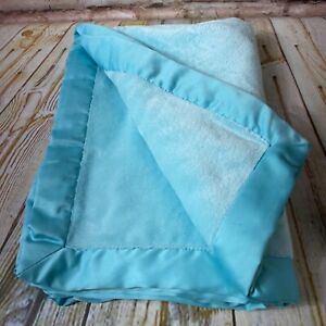 Carters Green/Blue SuperSoft Security Baby Blanket Lovey Matte Satin Trim Fleece
