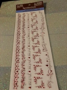 RECOLLECTIONS STICKERS 3D EMBOSSED FOIL STICKERS RED FOIL BORDERS WORDS 22 PCS - Picture 1 of 5