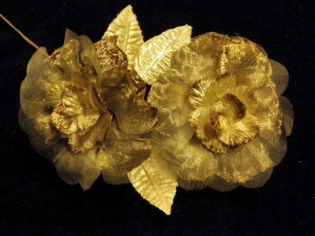 Millinery цветок 3» бархата 2 Bloom отделки коричневый желтовато-коричневый для шляпы свадьбы или волос K69 - Изображение 1 из 1