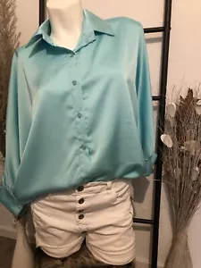 🍈🍈neu Italy Satin Bluse Klassische Forn Onesize 38/40 -44🍈🍈 Mint - Bild 1 von 4