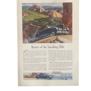 Anuncio de anuncio vintage de Lincoln Zephyr V12 Vanishing Hills 1941 - Imagen 1 de 4