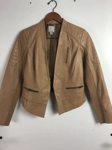 Halogen women's jacket brown leather sz M Y22 - Picture 1 of 8