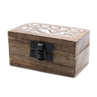 Small White Washed Carved Mango Wood Storage Box - Slavic / Aztec Design Wooden