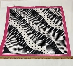 Vintage Scarf Pink Black & White Italy Mod Abstract Print Square 30x30 Scarf - Picture 1 of 3