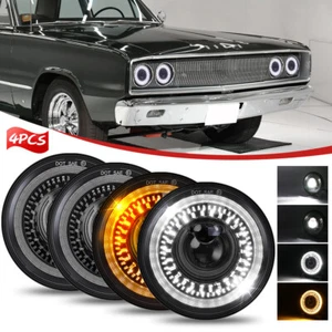 4X 5.75" 5-3/4 LED Headlights Hi/Lo Beam Halo DRL for Dodge Charger Coronet Dart - Foto 1 di 11