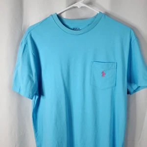 Camiseta Polo Ralph Lauren Para Hombre Talla S Azul Aqua Calce Clásico Cuello Redondo Bolsillo - Imagen 1 de 9