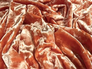 Spandex Velvet Stretch Dress Fabric, Per Metre - Marbled - Strong Peach - Picture 1 of 3
