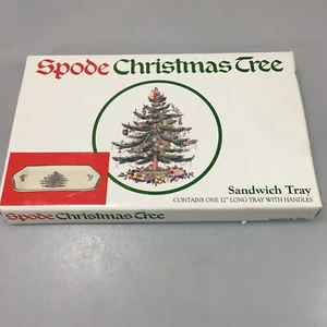 Bandeja sándwich árbol de Navidad Spode 12 pulgadas con asas NUEVO - Imagen 1 de 7