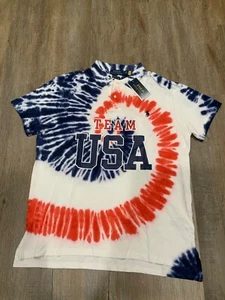 NUEVO CON ETIQUETAS Polo Ralph Lauren Hombre Equipo EE. UU. Tie Dye Personalizado Calce Ajustado Polo Talla M - Imagen 1 de 9