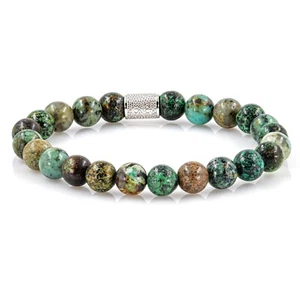 African Türkis 925 Sterling Silber Armband Bracelet Perlenarmband Rohdiniert 8mm - Bild 1 von 3
