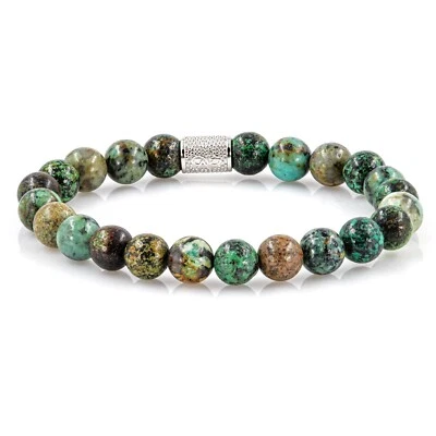 African Türkis 925 Sterling Silber Armband Bracelet Perlenarmband Rohdiniert 8mm - Bild 1 von 3