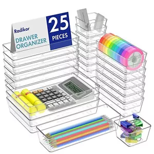 Radikor Organizer Cassetti 25 Pezzi, Organizer Trucchi Cassetti in Plastica Tras - Foto 1 di 6