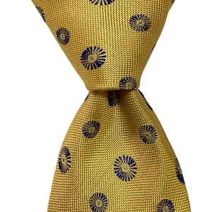 THOMAS PINK Men's 100% Silk Necktie MOROCCO Designer Geometric Yellow/Blue GUC - Picture 1 of 3