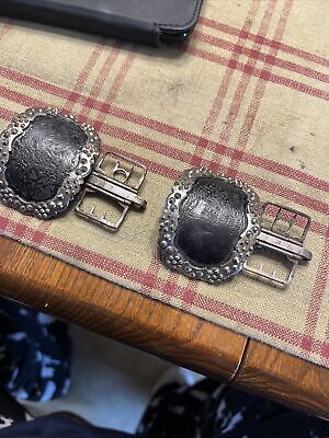 18th Century Revolutionary War Federal Period Polished Steel Patent Shoe Buckles • 145£