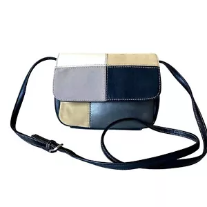 Vintage Multicolor Patchwork Leather Crossbody Bag With Adjustable Strap - Picture 1 of 17