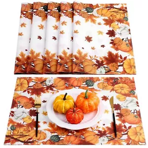 6 Pieces Fall Autumn Placemats 18 x 13 Inch Thanksgiving Placemats Table Mats... - Picture 1 of 7