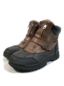 Polo Ralph Lauren Farleigh Hi Zip II Boots Boys Size 7 Brown Leather Double Zip