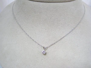 Elegante colgante vintage de un solo diamante a324 en oro blanco de 14 k con cadena de 18" - Imagen 1 de 5