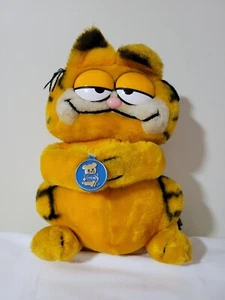 Vintage Garfield Sitting Arms Crossed 12" Plush with Blue Dakin Charm - Picture 1 of 11