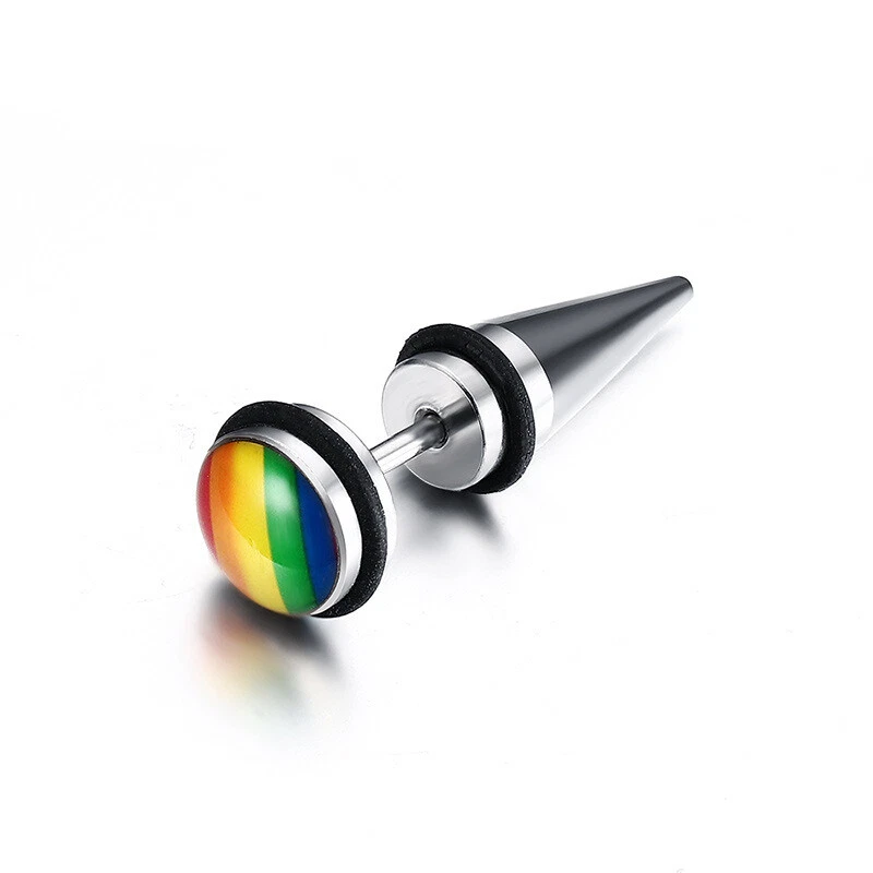 Titanium Steel Rainbow Earrings LGBT Friendship Gay Pride Jewelry Gift A Pair US - Image 1 of 4