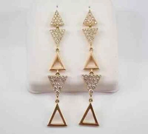 1.5Ct Round Cut Real Moissanite Dangle Chandelier Earring 14K Yellow Gold Plated - Picture 1 of 7