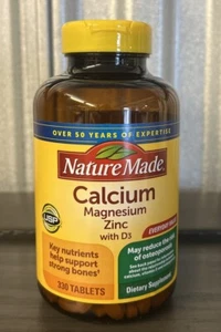 Nature Made Calcium Magnesium Zinc W/D3 VALUE SIZE 330 Tablets Exp 4/2027 - Picture 1 of 3