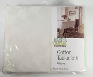 Martha Stewart Every Day 70 Zoll Runde Tischdecke Gewebt Knochen Weiß Einfarbig Kariert - Bild 1 von 13