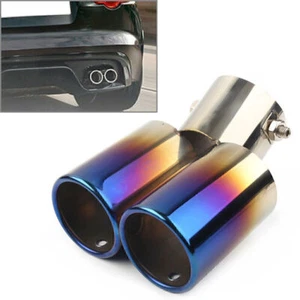 Tubo di Scarico Doppio Posteriore Auto Universale Acciaio Inox Coda Silenziatore Punta Terminale - Foto 1 di 8