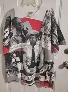 Vintage 90s Andy Griffith Show Barney Fife AOP T-Shirt Size 2XL Mayberry USA SS - Picture 1 of 5