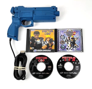 Sega Saturn Official Virtual Light Gun Blue & Virtua Cop 1 & 2 Tested & Working - Picture 1 of 8