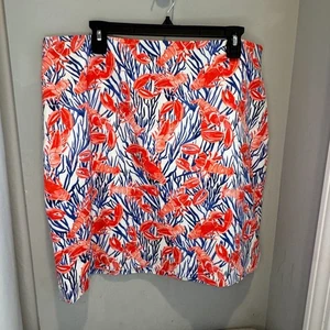 Talbots Women's Size 16 Lobster Print Cotton Canvas Skirt – Summer A-Line - Picture 1 of 7