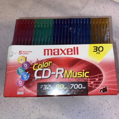 Maxell Color CD-R Music Black Media 80 Minute 700MB 30 PACK BRAND NEW ~ Sealed - Image 1 of 4