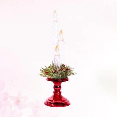  Bougeoirs sans flammes de Noël LED chandeliers avec 3 bougies décor de Noël - Image 1 of 4