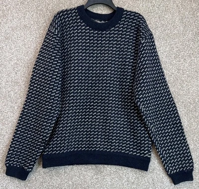 Vtg LL Bean Sweater Norway Mens Size XL Blue Birdseye Norway Wool Knit Crewneck - Image 1 of 4