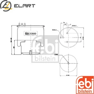 BELLOW AIR SUSPENSION 20889 FOR DAF 95/XF 85/CF 75 WS225/242/268L/268 11.6L - Picture 1 of 8