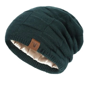 Womens Beanie Satin Lined Beanie Winter Hats for Women Men, Silk Lined Slouch... - Picture 1 of 5