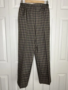 Plaid Dress Pants Women’s Sara Morgan Pull-on Elastic Waist Vintage Pockets 10 - Picture 1 of 9