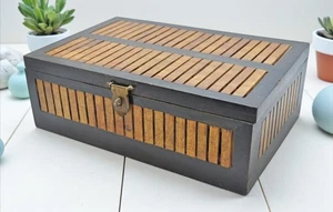 Vintage Wooden Storage Chest Box Original Old Hand Crafted - Picture 1 of 7