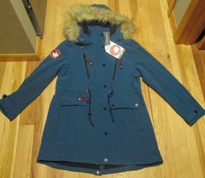 JAQUETA DE INVERNO FEMININA NOVA COM ETIQUETAS CANADÁ EQUIPAMENTO METEOROLÓGICO SOFTSHELL TAMANHO G AZUL-PETRÓLEO - Imagem 1 de 4