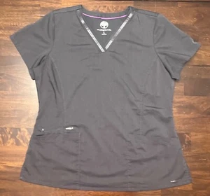 Healing Hands Purple Label Jasmin Grey Scrub Top Women’s Size Large - Picture 1 of 5