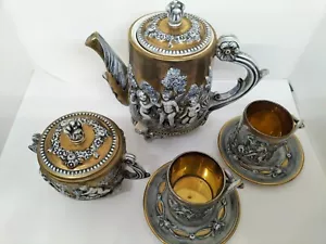 Servizio caffè ceramica porcellana rivestimento oro Capodimonte - Foto 1 di 6