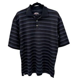 Kirkland Signature Mens Black Striped Performance Short Sleeve Polo Shirt M - Picture 1 of 7