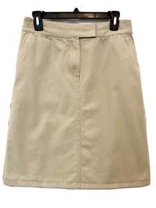Marsh Landing Petite Womens 8P Khaki Zip Front Pockets Kick Pleat Cotton Skirt - Picture 1 of 7