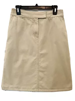Marsh Landing Petite Womens 8P Khaki Zip Front Pockets Kick Pleat Cotton Skirt - Image 1 of 4