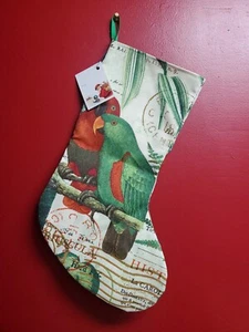 Calza natalizia fatta a mano completamente foderata 17" pappagallo tropicale hawaiano - Foto 1 di 2