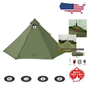 Octagonal 4-Person Camping Tent - Durable Waterproof with Fireproof Stove Jack - Picture 1 of 9