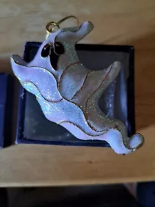 Holiday Halloween Christmas Enamel Ghost Glitter Ornament - Picture 1 of 5