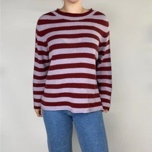 OSKA Striped Wool Alpaca Long Sleeve Crewneck Sweater Oversized Relaxed Fit - Picture 1 of 8